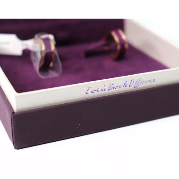 CHARRIOL Plum Rose Gold Huggie Hoop Cable Earrings - Picture 6 of 7